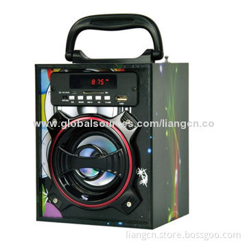 Colorful portable wooden FM radio speaker, playing USB drive/SD card with Bluetooth optional